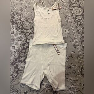 SKIMS Cream Tank and Shorts Set